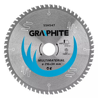 Pílové kotúče Graphite 55H547 s HM hrotmi, 216x30 mm, 60 zubov, univerzál.