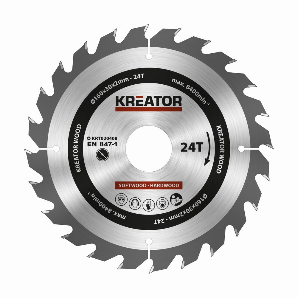 Pílový kotúč Kreator KRT020408 na drevo 160mm, 24T