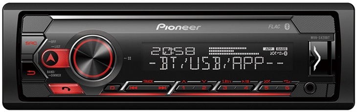 Pioneer MVH-S420BT 4*50W MOSFET, Bluetooth, prosvětlený čelní vstup USB