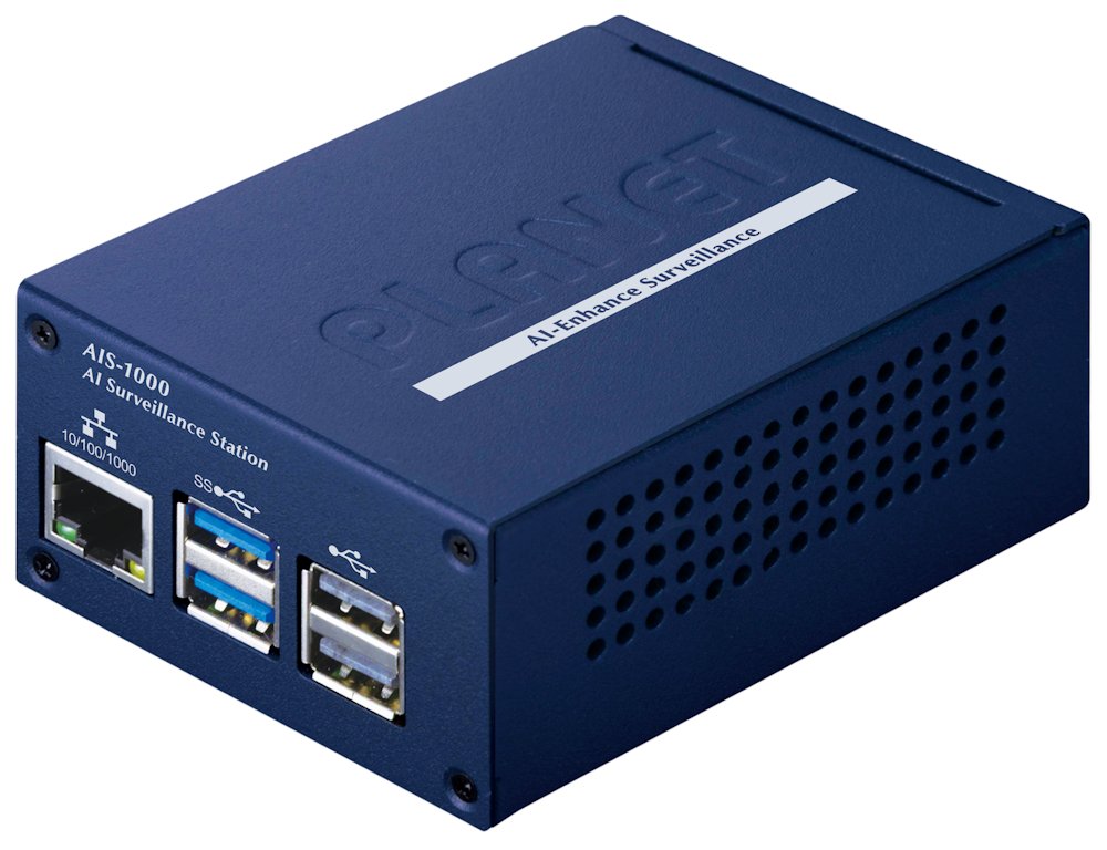 Planet AIS-1000 AI Surveillance Station, 8-ch IP camera RTSP video stream, 1TB SSD, 4xUSB 3.0/2.0, 1xGbE NIS2+NDAA