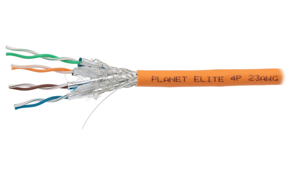 PLANET Elite kabel FTP, drát, Cat 6a, 4pár, 600MHz, LS0H, stíněný každý pár, oranžový, Dca, balení 5 KAB-FTP6A-D-LS0H-OR