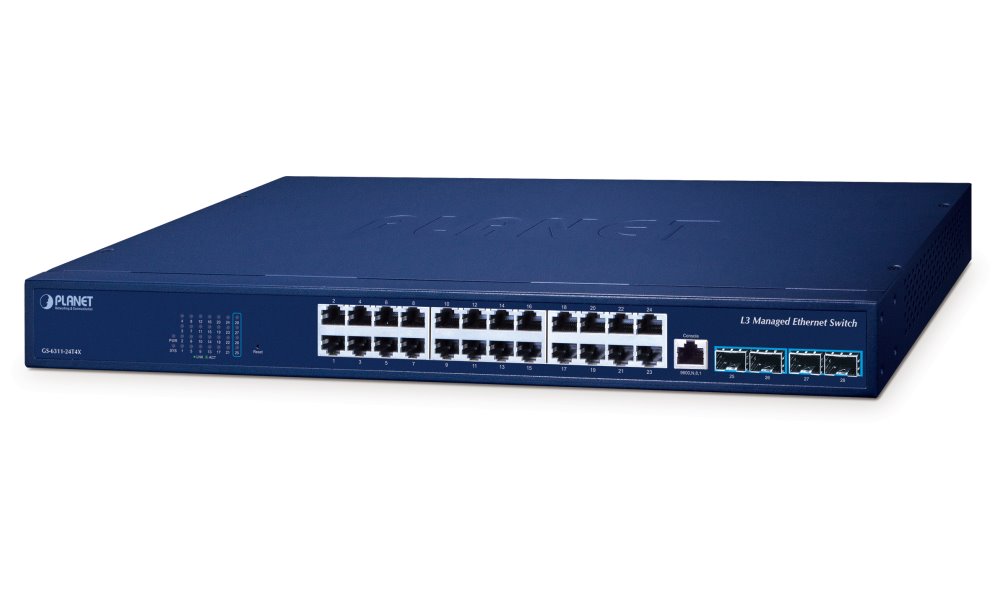 Planet GS-6311-24T4X switch L3, 24x1GE, 4x10G SFP+, fanless