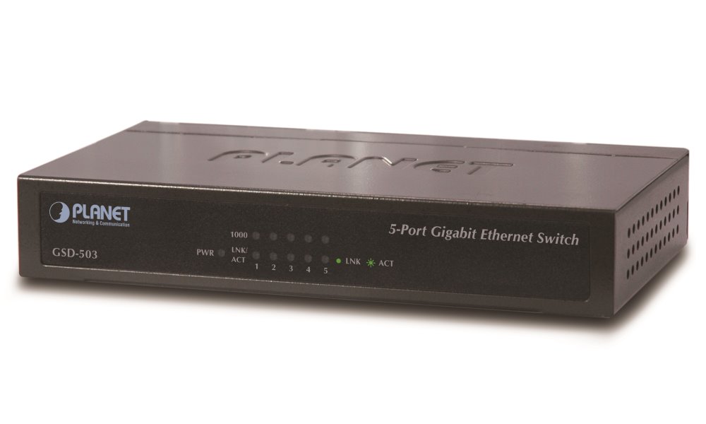PLANET GSD-503 Switch, 5x 10/100/1000Base-T, EuP, 802.3az, kov, fanless