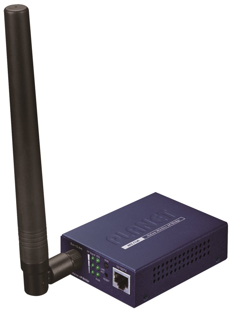 Planet HLB-100-EU868, Halow Wi-Fi Bridge/Station, Sub-1G, 1x 100TX RJ45, 1x RS485, -20~60°C, Modbus TCP, NMS-500/1000V
