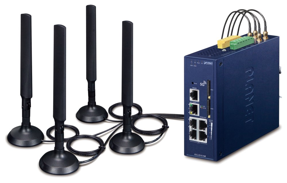Planet ICG-2515-NR Industrial 5G NR Cellular Gateway with 5-Port 10/100/1000T