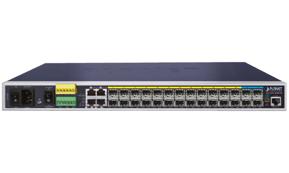Planet IGS-6325-20S4C4X, 24x SFP 100/1000Base-X, 4x 10Gb SFP+, 4x TP, L3, WEB/SNMPv3, -40 až 75°C, AC+DC, IP30, fanless