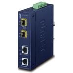 Planet IGT-2205AT, konvertor 2x 1Gb, 2x SFP 100/1G/2.5G, -40 až +75C, ESD, IP30, 24VAC/12-48VDC