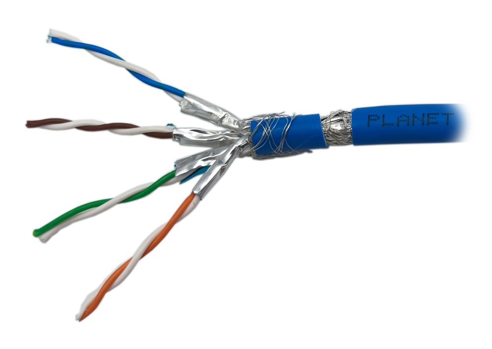 PLANET kabel SFTP, drát, Cat 6A, 4p, 500MHz, LS0H, stíněný každý pár, Planet Elite, modrý, Dca KAB-SFTP6A--LSOH-BLUE-80m
