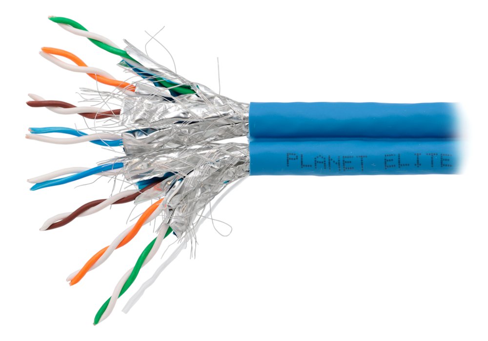 PLANET kabel SFTP, drát, Cat 6A, 4p, 500MHz, LS0H, TWIN stíněný každý pár,Planet Elite, modr KAB-SFTP6A--LSOH-BLUE-2*500
