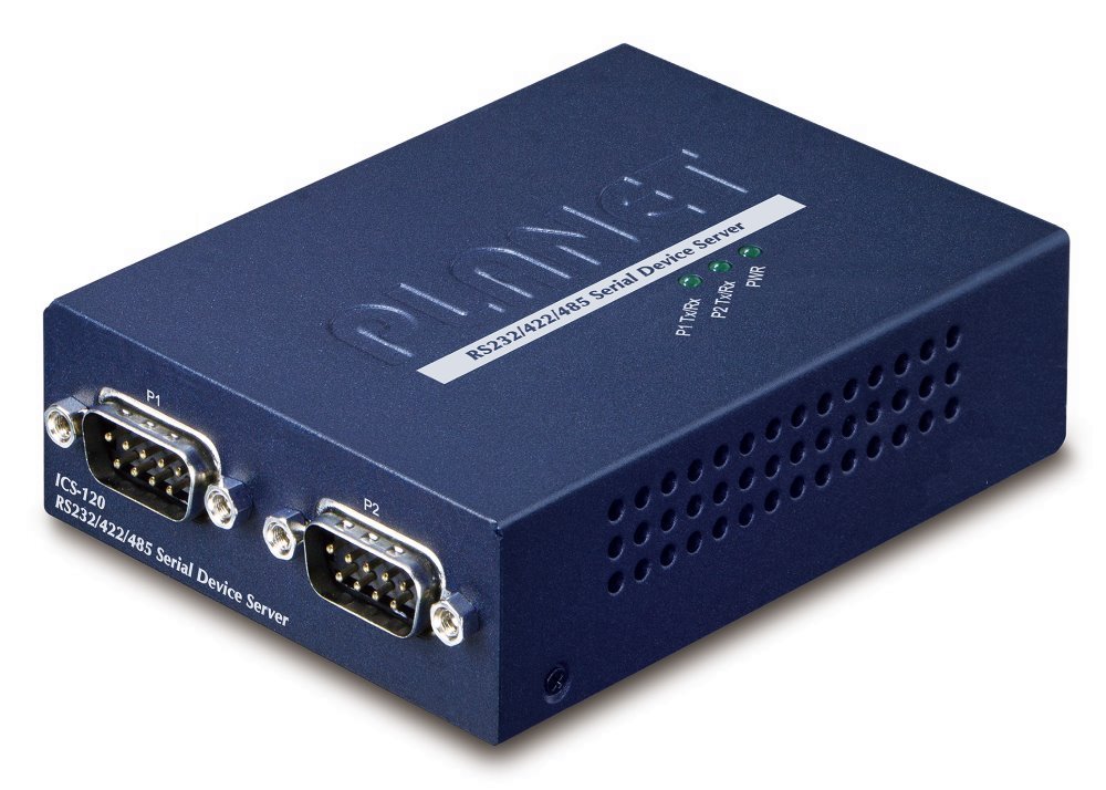 PLANET konvertor RS-232/422/485 na IP, 2x COM, 100Mb, -10~+60°C, SNMP+Telnet ICS-120