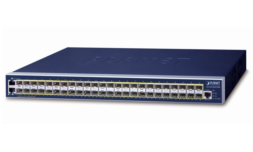 Planet L3 switch 46x 1Gb SFP + 2x 1Gb + 4x 10Gb SFP+, dualpower GS-6320-46S2C4XR