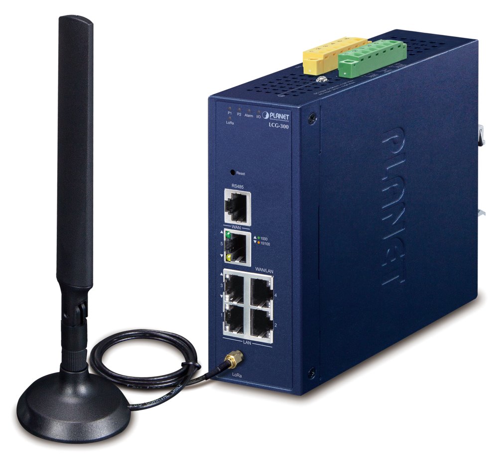 Planet LCG-300 IoT LoRaWAN průmyslová brána, 5x LAN 1Gb, DIN, IP30, -40/+75C, 9-54VDC
