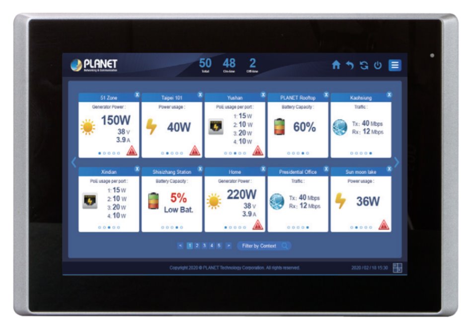 Planet NMS-360V-10 kontroler pro solární switch BSP-360, správa 512 zařízení, 10" LCD