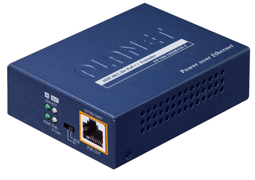 Planet PoE/LAN extender, 1xPoE-in, 1xPoE-out 65W, 802.3bt, Gigabit POE-E301
