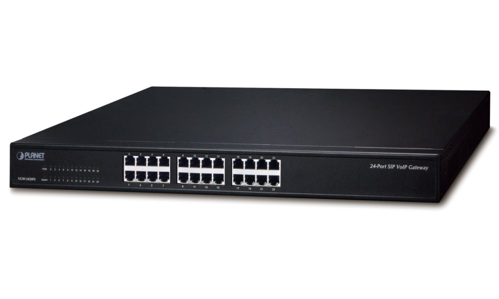 Planet VGW-2420FS VoIP gateway, 24x FXS, SIP, CallerID, Fax, Hotline, firewall, SNMP, SSH/TLS, QoS