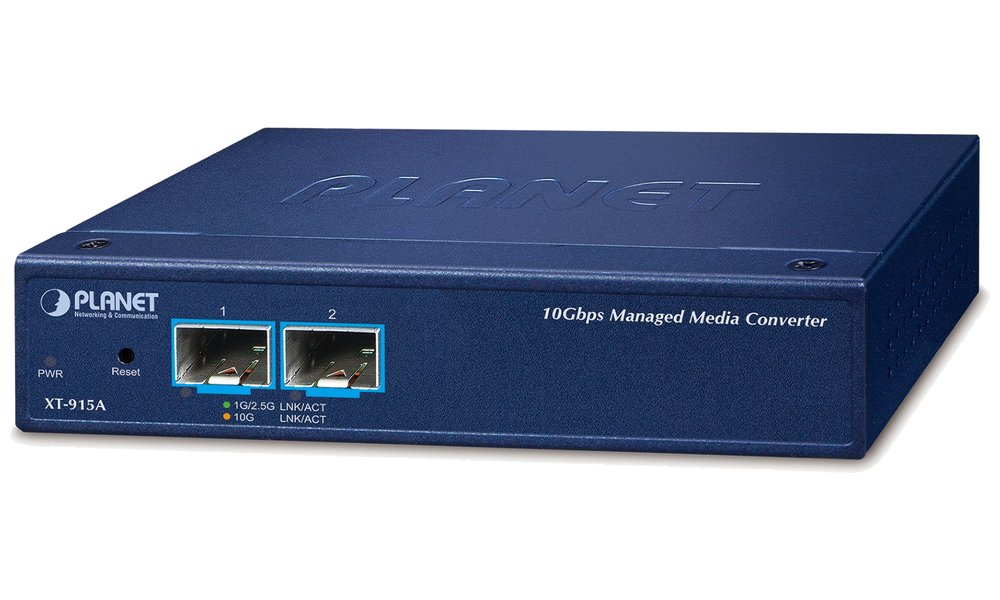 Planet XT-915A průmyslový konvertor, 2x 10G/1G Base-X SFP+, 0~50°C, DIN, SNMP