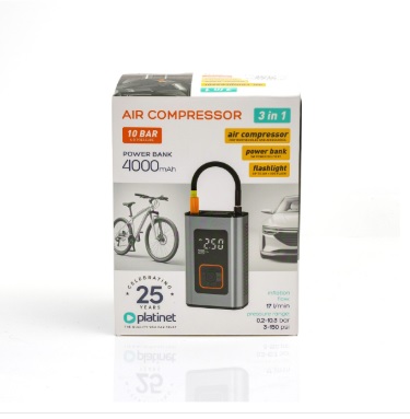 PLATINET Kompresor 10 bar s powerbankou 4000mAh a svítilnou PTC22