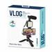 PLATINET Omega VLOG 4 V 1 SADA ( MIKROFON; SVĚTLO; DRŽÁK TELEFONU NA STATIVU) + 3,5 JACK NA USB C ADAPTÉR PMVG4IN1