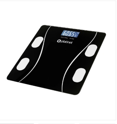 PLATINET osobní váha bluetooth - nosnost 180 KG, 26x26 cm, černá, s aplikací PBSBT26B