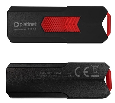 PLATINET přenosný SSD disk USB 3.2 R/W UP TO 400MB/s 128GB černá PMFPPD128+