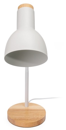 PLATINET stolní lampa MARMA E27, dřevěná základna, bílá PDL333W