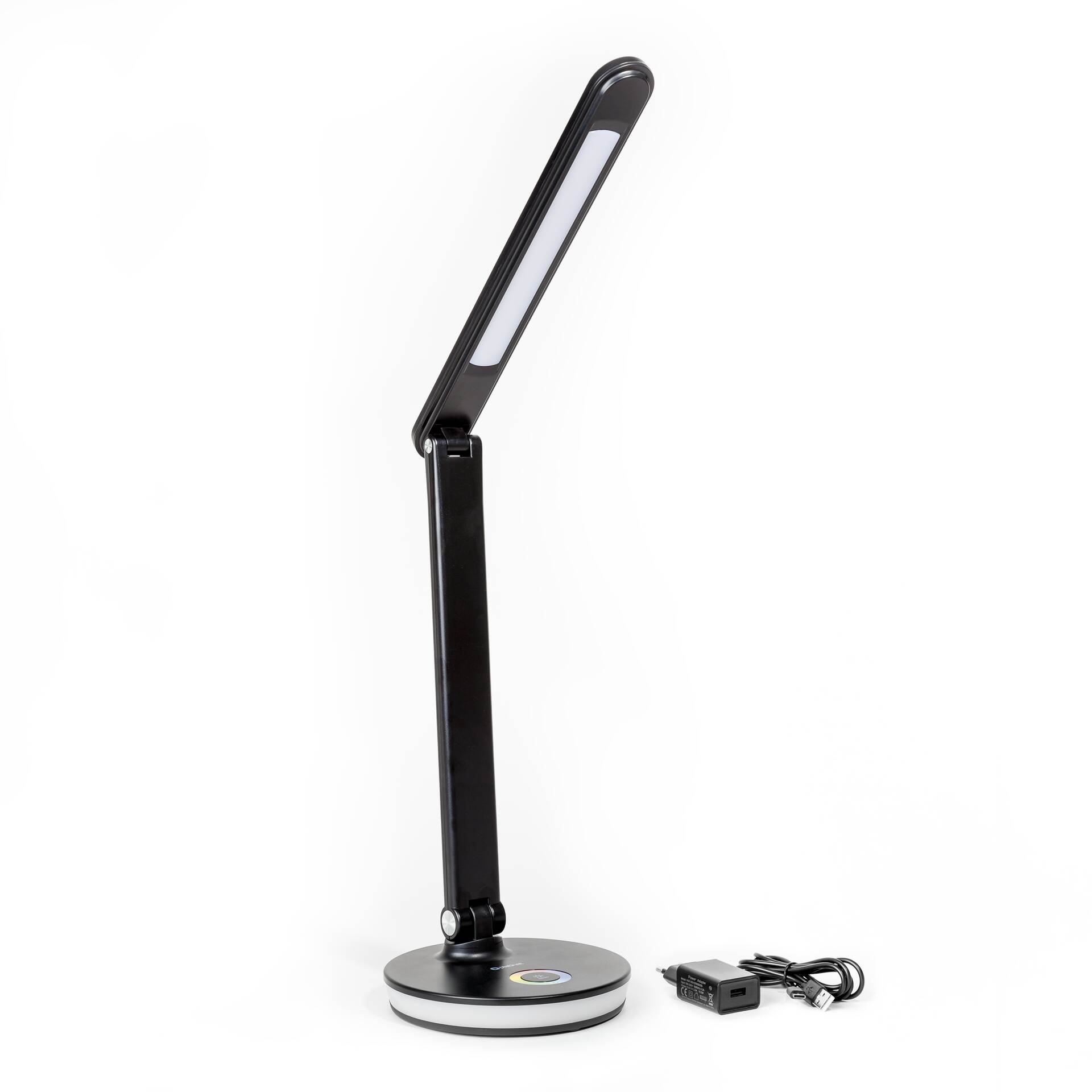 Platinet stolní LED lampa 12W stmívatelná, dotykové ovládání, USB port, černá PLADLL400RGBN