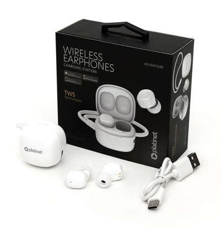PLATINET TWS EARBUDS PM1001W BT V5.3 + CHARGING CASE 180mAh MIDNIGHT WHITE