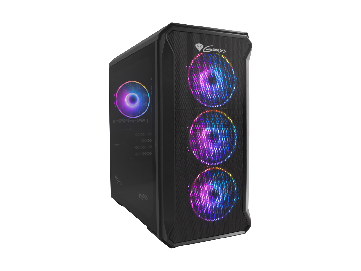 Počítačová skříň Genesis IRID 503 ARGB MICRO (USB 3.0), 4x 120m ventilátory ARGB ovládané z MB Z29316 NPC-1559