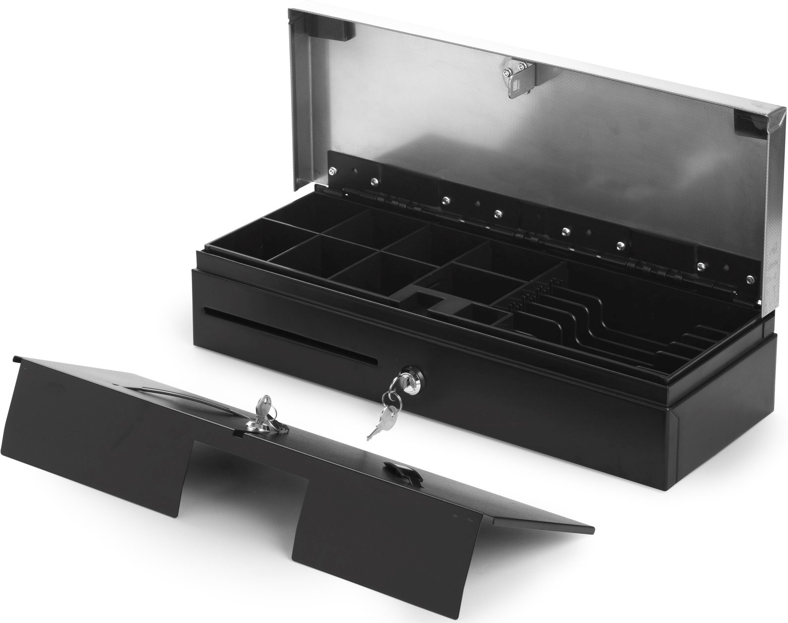 Pokladničná zásuvka Capture 460 mm flip top 6B/8C, stříbrná CA-CF460-680-s