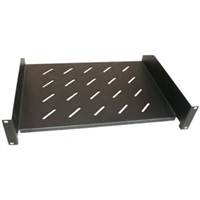 Police s perforací 19", 2U/400mm, nosnost 45kg, černá CPOLIC2U40-B