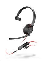 Poly náhlavní souprava Blackwire 5210, 3,5 mm jack + USB-C/A adaptér, mono (bulk) 8X230A6