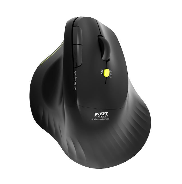 PORT CONNECT Ergo Soft COLLECTION, bezdrátová dobíjecí myš, USB-A/Bluetooth, 2.4GHz, 1600DPI, černá 3567049102005