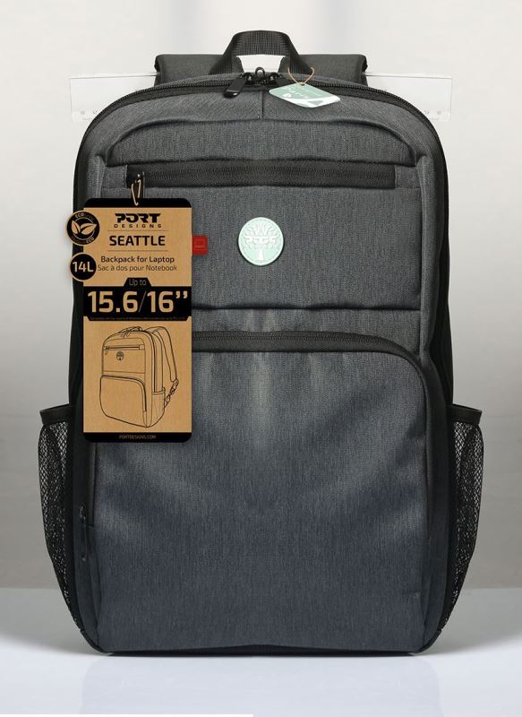 PORT DESIGNS SEATTLE ECO batoh na notebook 15,6’’/16’’, 14l, šedá s plátěnkou 3567041102782
