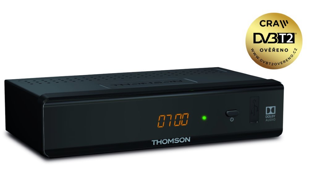 POŠKOZENÝ OBAL - THOMSON DVB-T/T2 přijímač THT 741FTA/ Full HD/ H.265/HEVC/ CRA ověřeno/ PVR/ EPG/ USB/ HDMI DVBTHS1007V