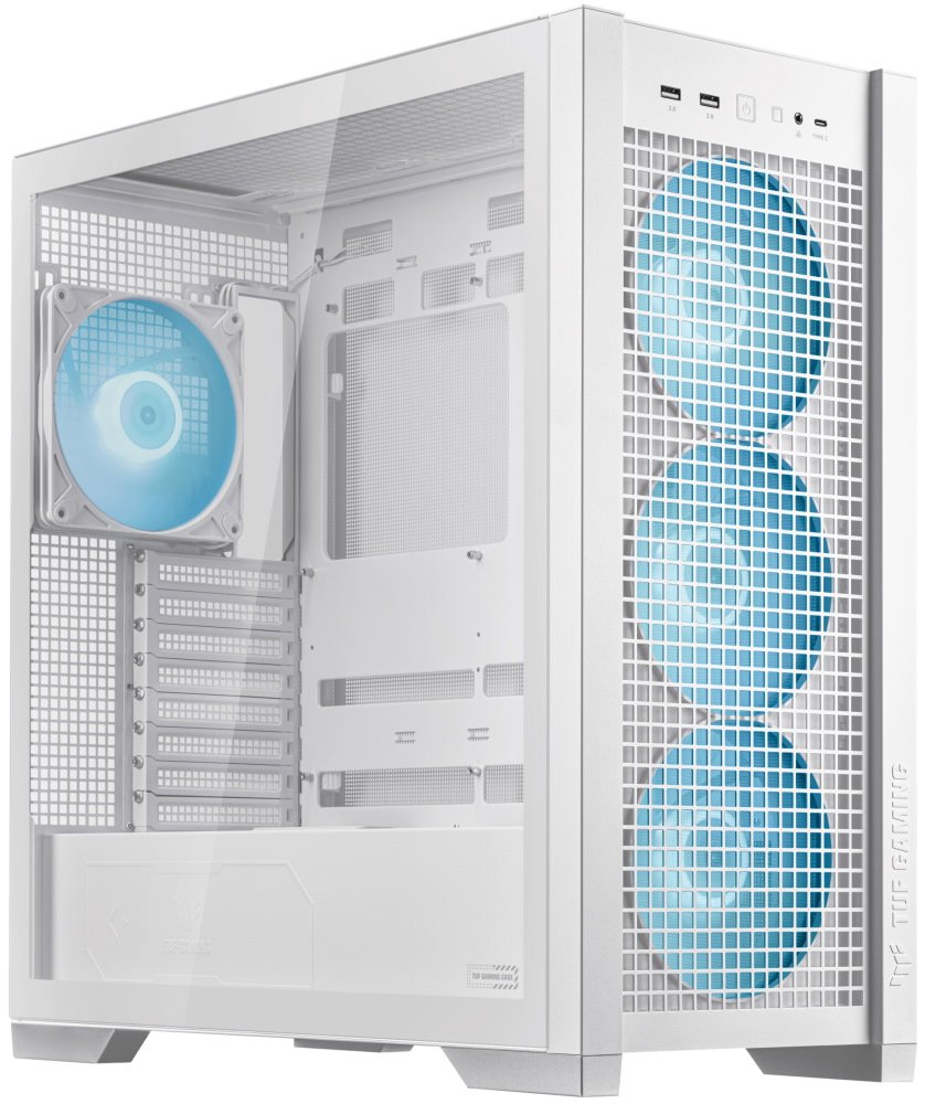 POUŽITÉ - ASUS skříň TUF GAMING GT302 TG ARGB WHITE/ ATX / průhledná bočnice / 4x 140mm ARGB / bez z 90DC00I3-B19000-VYP