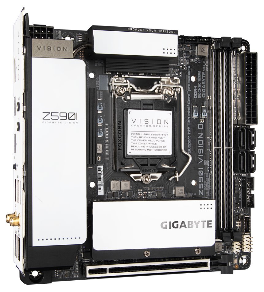POUŽITÉ - GIGABYTE Z590I VISION D / Intel Z590 / LGA1200 / 2x DDR4 / 2x M.2 / DP / 2x Thunderbolt 4 / Z590I VISION D-VYP