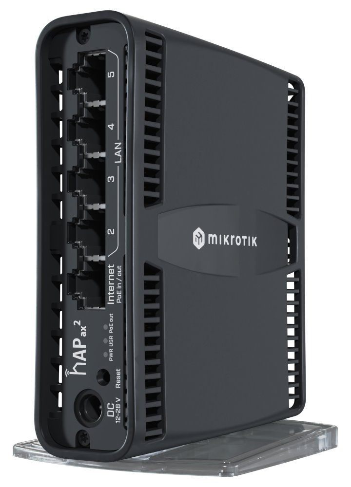 POUŽITÉ - MikroTik hAP ax2, 5x GLAN, 2.4+5Ghz, 802.11b/g/n/ac/ax Wi-Fi 6, PoE in/out, ROS 7, L4, C52iG-5HaxD2HaxD-TC-VYP