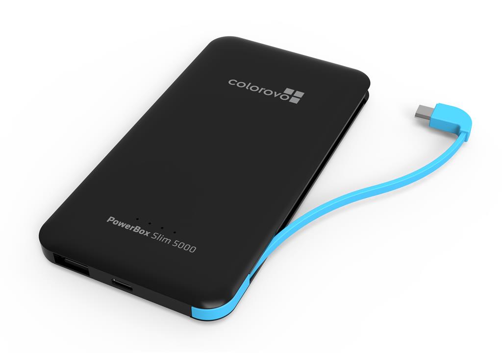 Power bank PowerBox SLIM 5000 mAh | 3 koncovky, čierny CVP-PB-SLIM-5000-BK