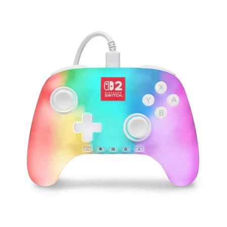 PowerA Kabelový ovladač pro Nintendo Switch 2 - svítící, bílý NSGP0524-01