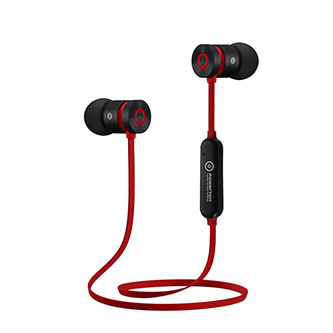Powerton bezdrôtové bluetooth slúchadlá W2, s magnetickým uchycením, mikrofón, ovládanie hlasitosti W2 - red