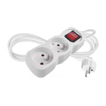 Predlžovací kábel 1,4 m / 2 zásuvky / s vypínačom / biely / PVC / 1 mm2 8592920140369