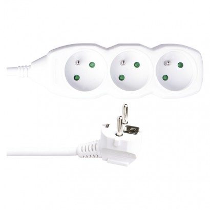 Predlžovací kábel – 3 zásuvky, 10m, 3× 1,5mm2, biely 8592920016435