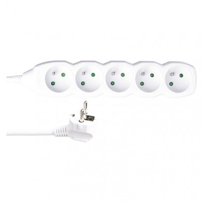 Predlžovací kábel – 5 zásuviek, 3m, 3× 1,5mm2, biely 8592920016473