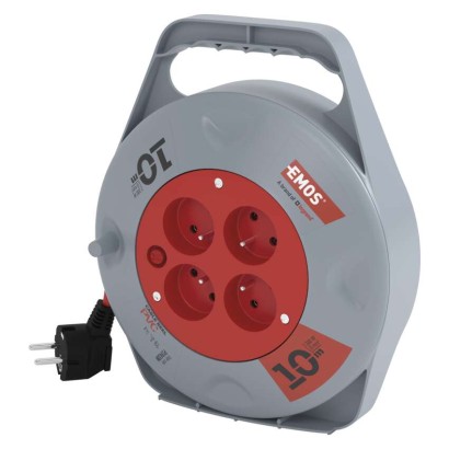 Predlžovací kábel na bubne 10 m / 4 zásuvky / červený / PVC / 230 V / 1 mm2 8592920134870