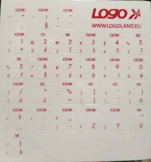 Prelepky na klávesnice, vhodné aj na notebook, červené, SK, GEMBIRD