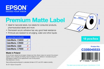 Premium Matte Label -102mm x152mm, 225 labels C33S045533