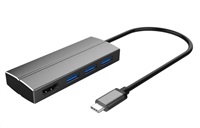 PREMIUMCORD Adaptér USB 3.1 Type-C male na HDMI female + 3x USB 3.0, aluminum ku31hdmi06