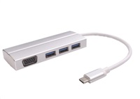 PREMIUMCORD Adaptér USB 3.1 Type-C male na VGA female + 3x USB 3.0, aluminum ku31vga05