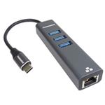 PremiumCord Adapter USB-C na Gigabit 10/100/1000Mbps + 3x USB3.0 konektor ku31ether04