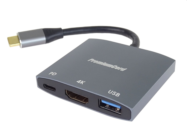 PremiumCord adaptér USB-C na HDMI, USB3.0, PD, rozlišení 4K a FULL HD 1080p ku31hdmi15